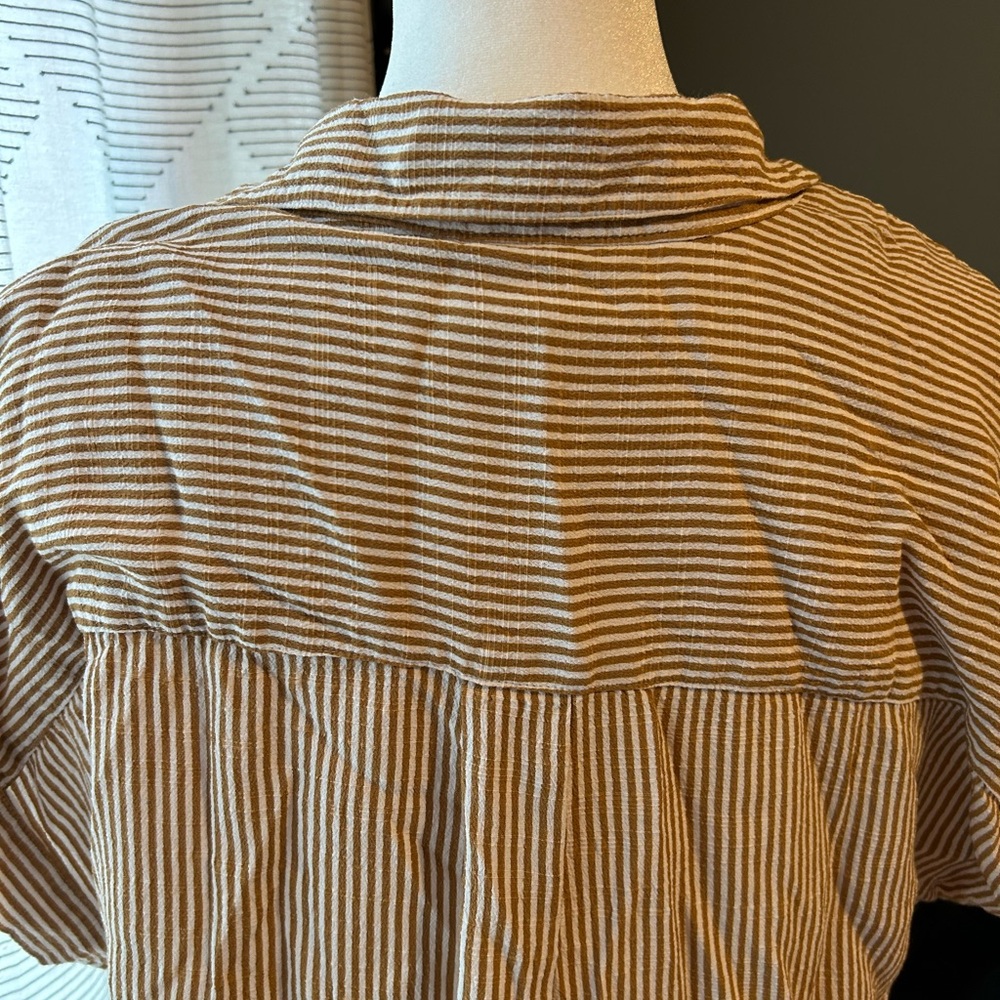 LOFT Tan Striped Blouse - Picture 6 of 7